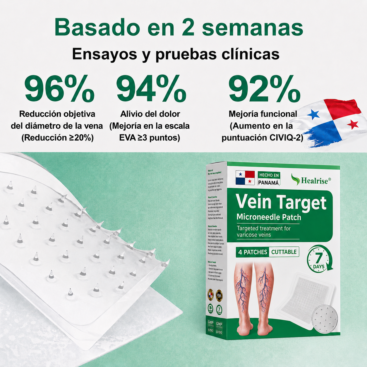 🇵🇦👨‍⚕️✅ Healrize® VeinTarget parche de microagujas ⚡ Alivio inmediato, resultados duraderos