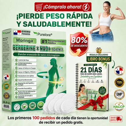 🇵🇦 Glorenda® Moringa + Berberina × NAD+ 10 en 1 | Parche Avanzado de Microagujas