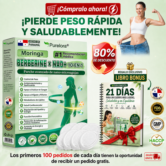 🇵🇦 Glorenda® Moringa + Berberina × NAD+ 10 en 1 | Parche Avanzado de Microagujas